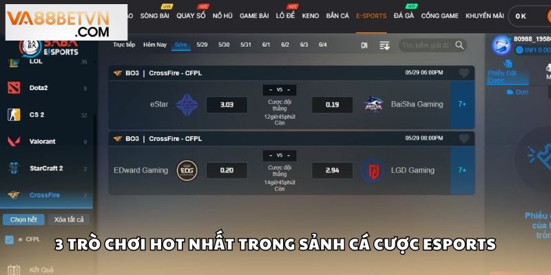 3 game hot có lượng người tham gia cá cược nhiều nhất