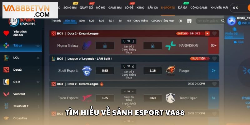 Sảnh Esports tại VA88 là nền tảng hàng đầu